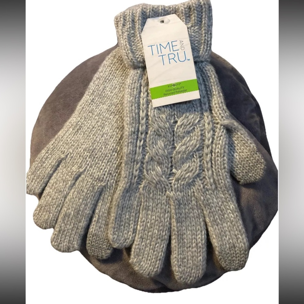 💜 Time And Tru Womens' Cable Knit Touch Gloves,